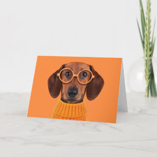 Cutest Baby Animals Dachshund Orange Sweater Card