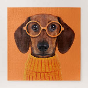 Cutest Baby Animals   Dachshund Orange Sweater Jigsaw Puzzle