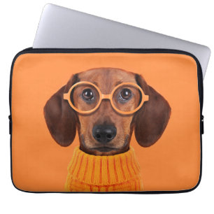 Cutest Baby Animals   Dachshund Orange Sweater Laptop Sleeve