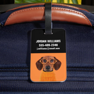Cutest Baby Animals   Dachshund Orange Sweater Luggage Tag