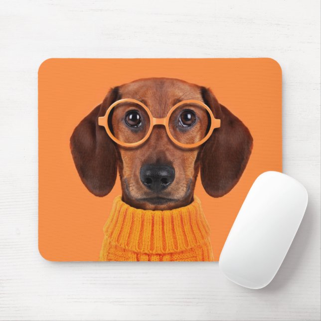 Cutest Baby Animals | Dachshund Orange Sweater Mouse Mat (With Mouse)
