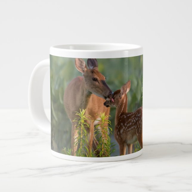 Cutest Baby Animals | Deer and Baby Large Coffee Mug (Front Left)