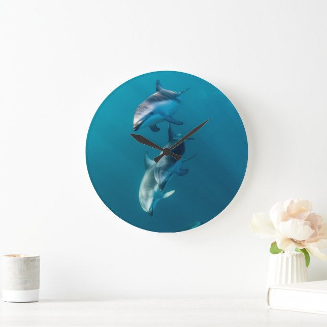 Cutest Baby Animals | Dolphin Family Large Clock (Home)