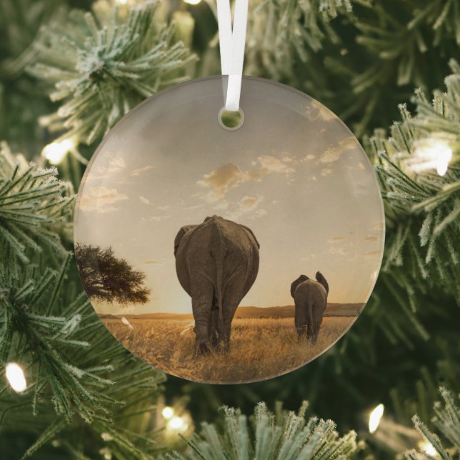 Cutest Baby Animals | Elephant Calf & Mother Glass Tree Decoration (Insitu)