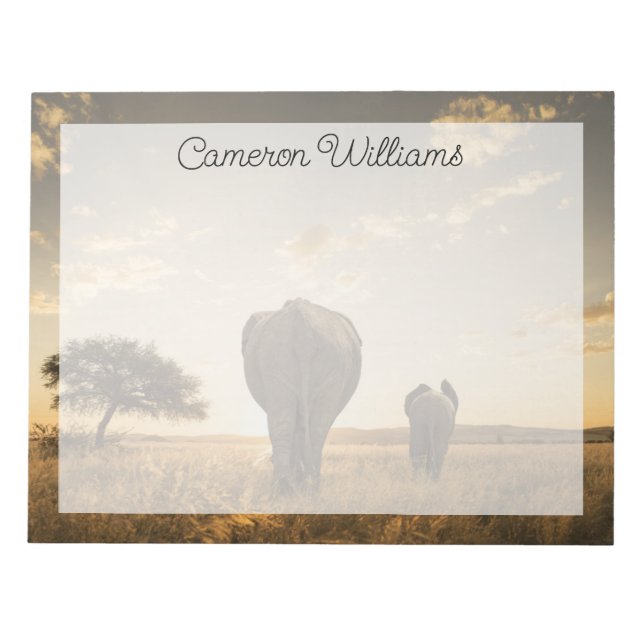 Cutest Baby Animals | Elephant Calf & Mother Notepad (Front)