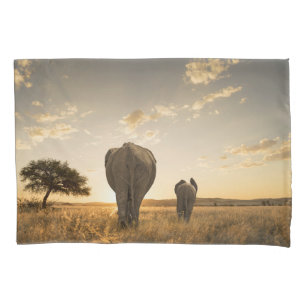 Cutest Baby Animals   Elephant Calf & Mother Pillowcase