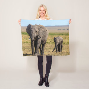 Cutest Baby Animals Elephant Mother & Baby Fleece Blanket