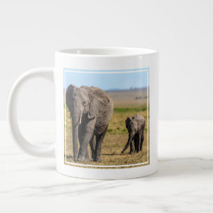 Cutest Baby Animals   Elephant Mother & Baby Large Coffee Mug