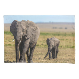 Cutest Baby Animals   Elephant Mother & Baby Pillowcase