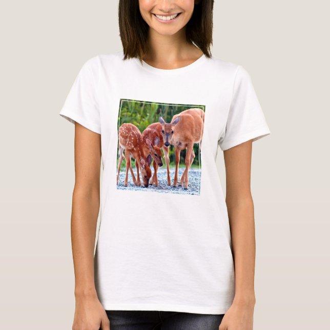 Cutest Baby Animals | Fawn with Babies T-Shirt (Front)
