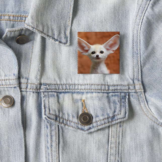 Cutest Baby Animals | Fennec Fox Pup 15 Cm Square Badge (In Situ)