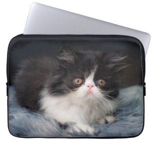 Cutest Baby Animals   Fluffy B&W Kitten Laptop Sleeve
