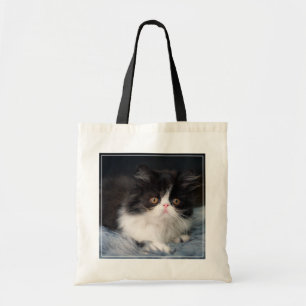 Cutest Baby Animals   Fluffy B&W Kitten Tote Bag
