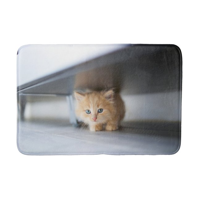 Cutest Baby Animals | Fluffy Orange Kitten Bath Mat (Front)