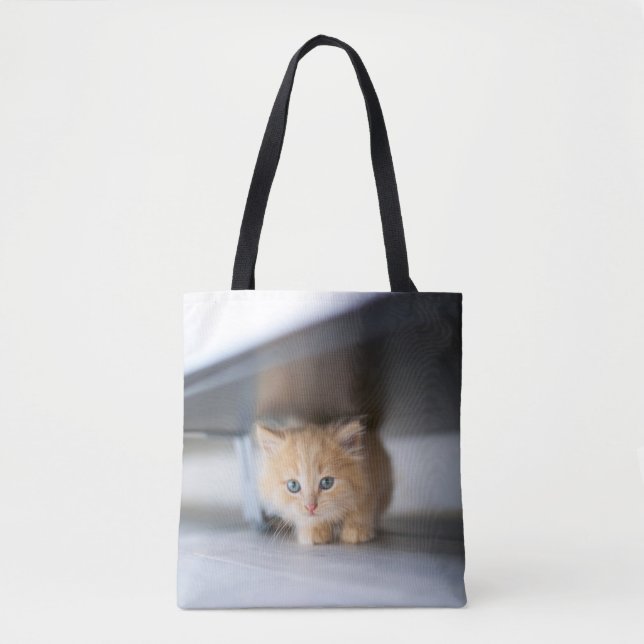 Cutest Baby Animals | Fluffy Orange Kitten Tote Bag (Front)