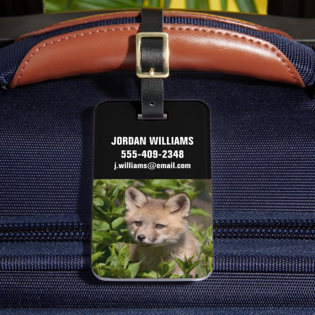 Cutest Baby Animals | Fox Kit Luggage Tag (Front Insitu 2)