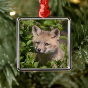 Cutest Baby Animals Fox Kit Metal Tree Decoration