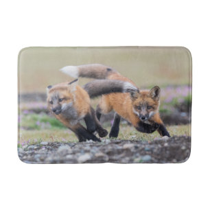 Cutest Baby Animals   Fox Pups at Play Bath Mat
