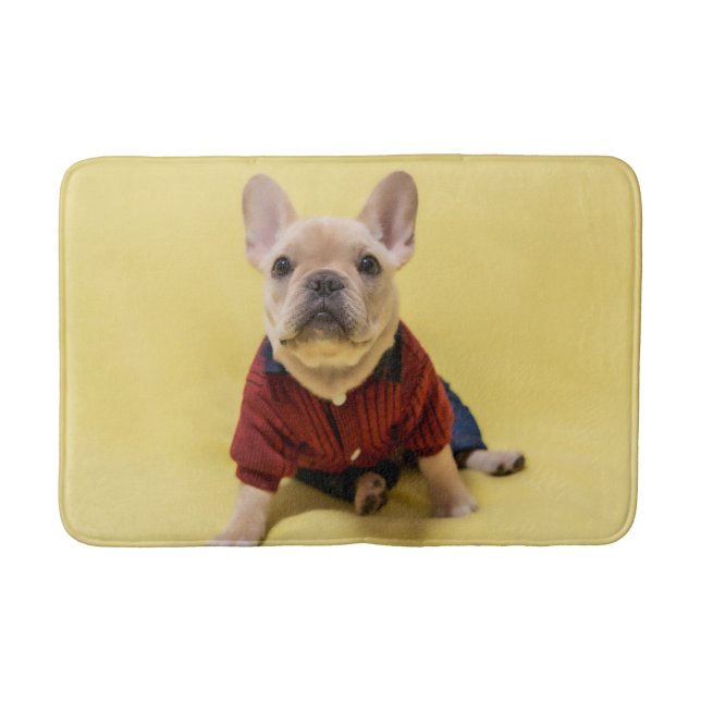 Cutest Baby Animals | French Bulldog Dressed Bath Mat (Front)