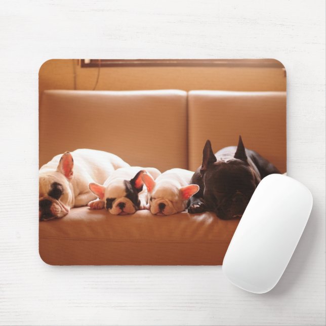 Cutest Baby Animals | French Bulldog Family Mouse Mat (With Mouse)
