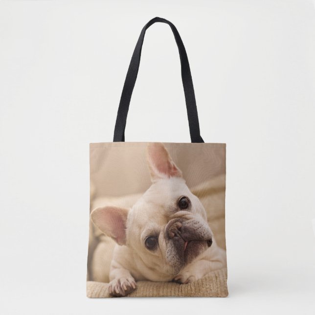 Cutest Baby Animals | French Bulldog Head Tilt Tote Bag (Front)