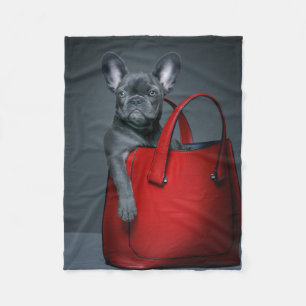 Cutest Baby Animals French Bulldog in Handbag Fleece Blanket