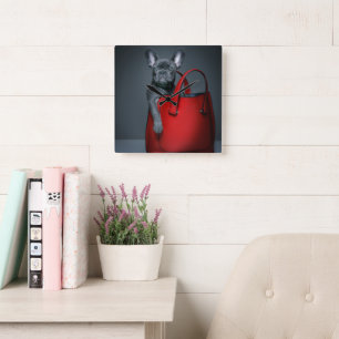 Cutest Baby Animals French Bulldog in Handbag Square Wall Clock