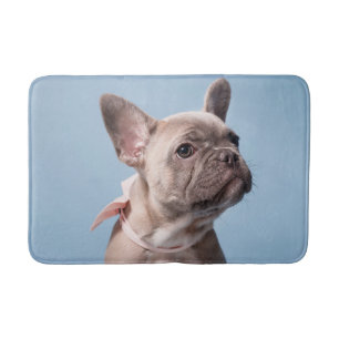 Cutest Baby Animals French Bulldog Pink Bow Bath Mat