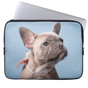 Cutest Baby Animals French Bulldog Pink Bow Laptop Sleeve