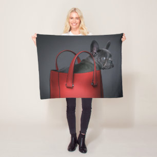 Cutest Baby Animals French Bulldog Red Hand Bag Fleece Blanket