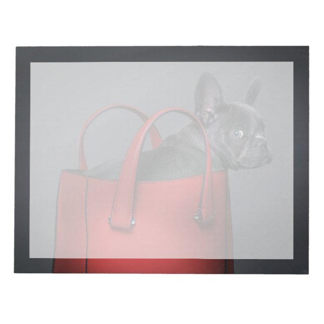 Cutest Baby Animals | French Bulldog Red Hand Bag Notepad (Front)