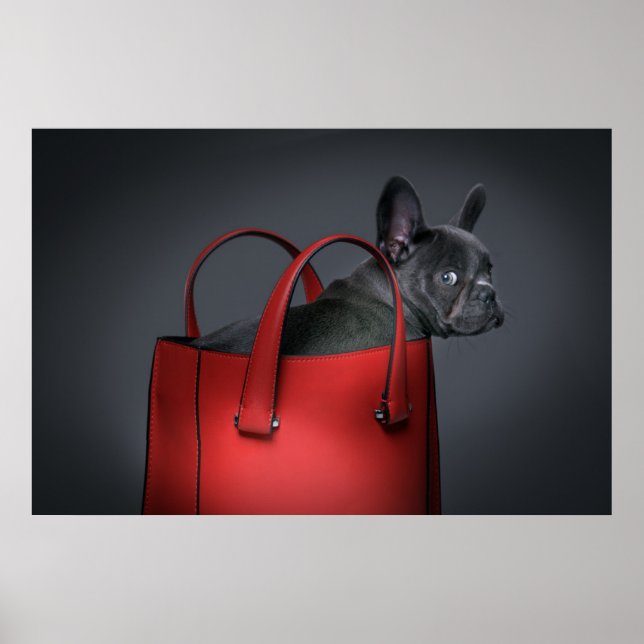 Cutest Baby Animals | French Bulldog Red Hand Bag Poster (Front)