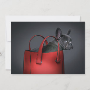 Cutest Baby Animals French Bulldog Red Hand Bag Thank You Card