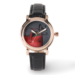 Cutest Baby Animals French Bulldog Red Hand Bag Watch
