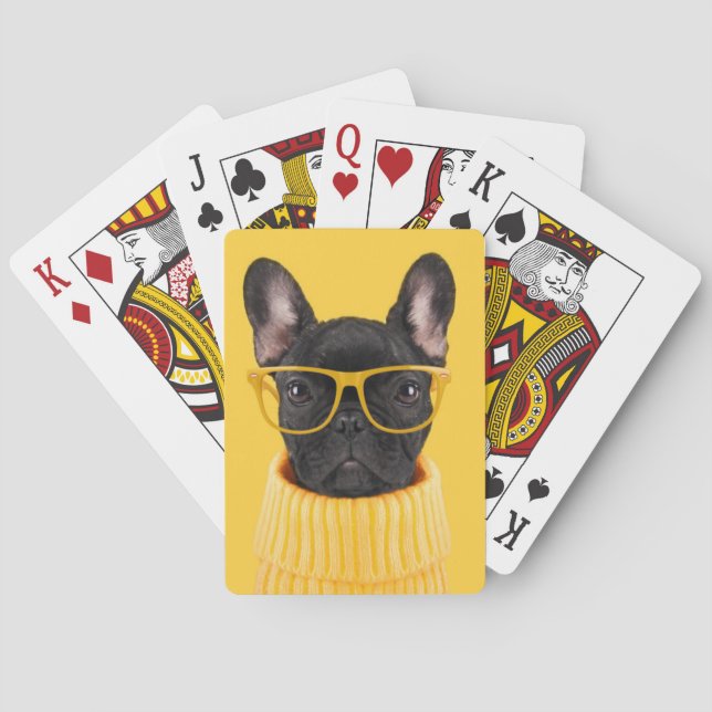 Cutest Baby Animals | French Bulldog Sunglasses Playing Cards (Back)