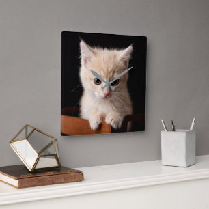 Cutest Baby Animals   Ginger Kitten Square Wall Clock
