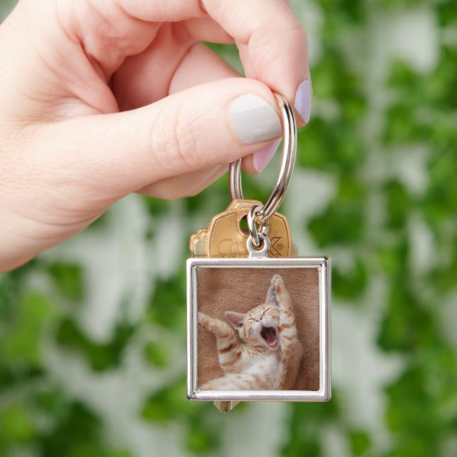 Cutest Baby Animals | Ginger Kitten Yawning Key Ring (Hand)