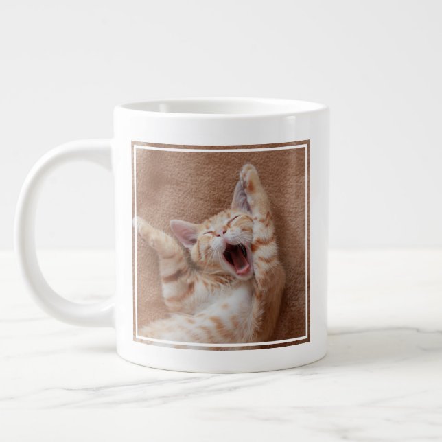 Cutest Baby Animals | Ginger Kitten Yawning Large Coffee Mug (Left)
