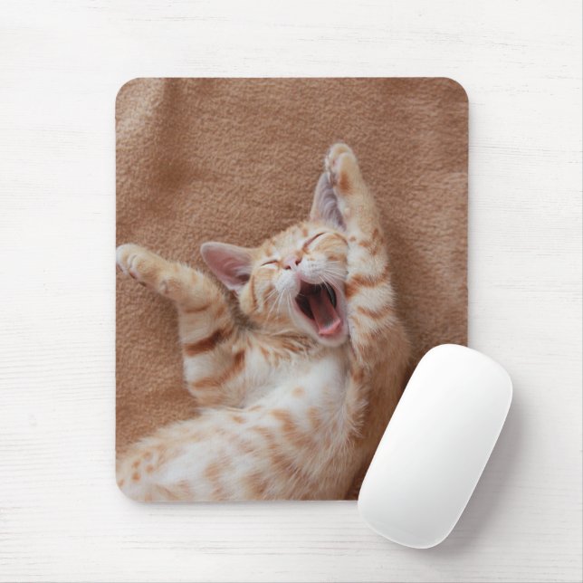 Cutest Baby Animals | Ginger Kitten Yawning Mouse Mat (With Mouse)