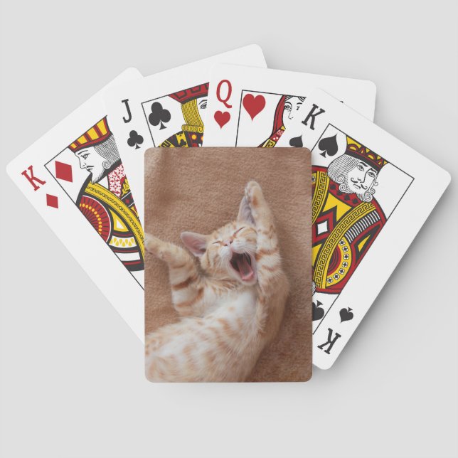 Cutest Baby Animals | Ginger Kitten Yawning Playing Cards (Back)
