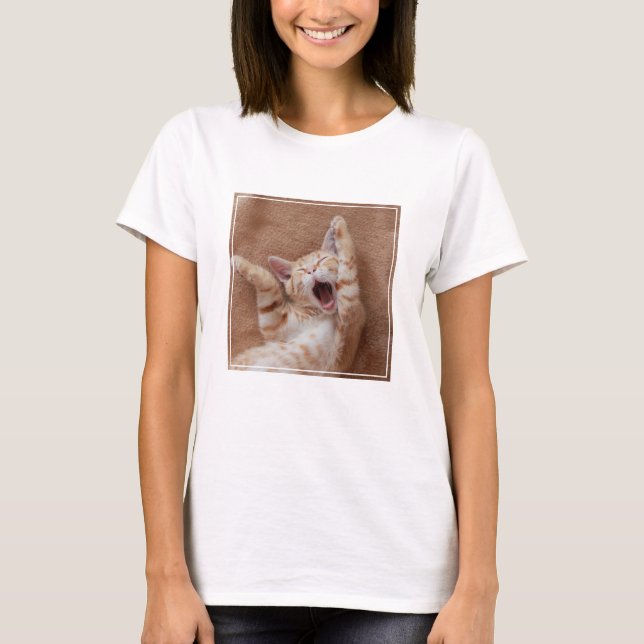 Cutest Baby Animals | Ginger Kitten Yawning T-Shirt (Front)