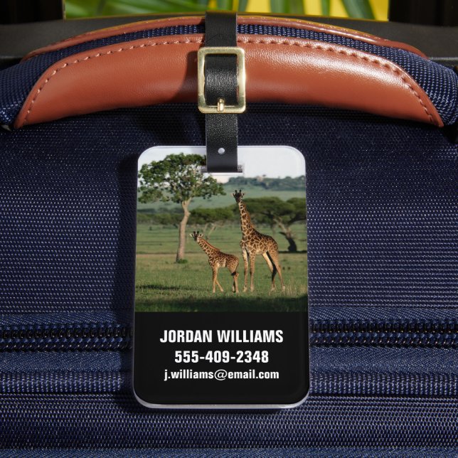 Cutest Baby Animals | Giraffe Calf & Mama Luggage Tag (Front Insitu 2)