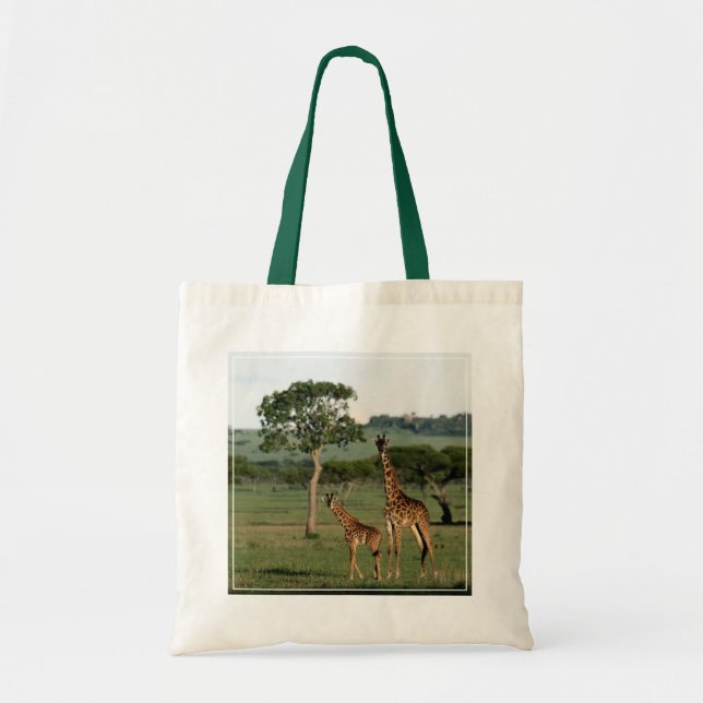 Cutest Baby Animals | Giraffe Calf & Mama Tote Bag (Front)