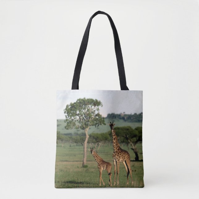 Cutest Baby Animals | Giraffe Calf & Mama Tote Bag (Front)