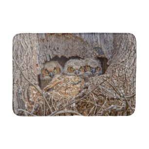 Cutest Baby Animals   Great Horned Chicks Bath Mat