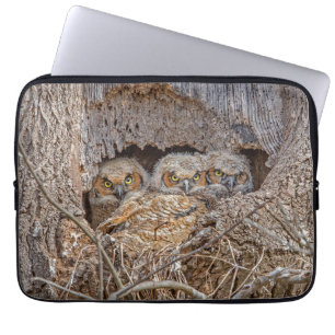 Cutest Baby Animals Great Horned Chicks Laptop Sleeve