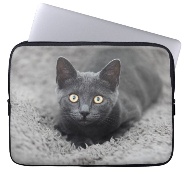 Cutest Baby Animals | Grey Cat Laptop Sleeve (Front)