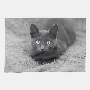 Cutest Baby Animals   Grey Cat Tea Towel