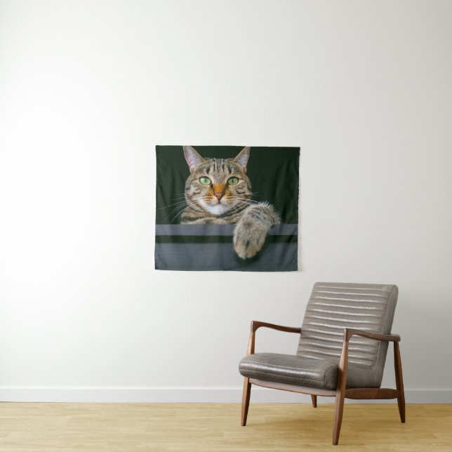 Cutest Baby Animals | Grey Tabby Cat Face Tapestry (In Situ (Horizontal))