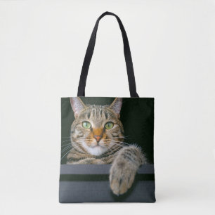Cutest Baby Animals Grey Tabby Cat Face Tote Bag